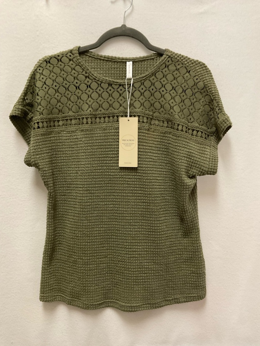 Dokotoo Cream Knit Lace Yoke Top